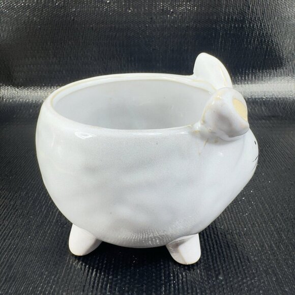 47 & MAIN Stoneware Pottery Bunny Rabbit Shape Planter Flower Pot Vase Bowl Dish - Picture 8 of 11